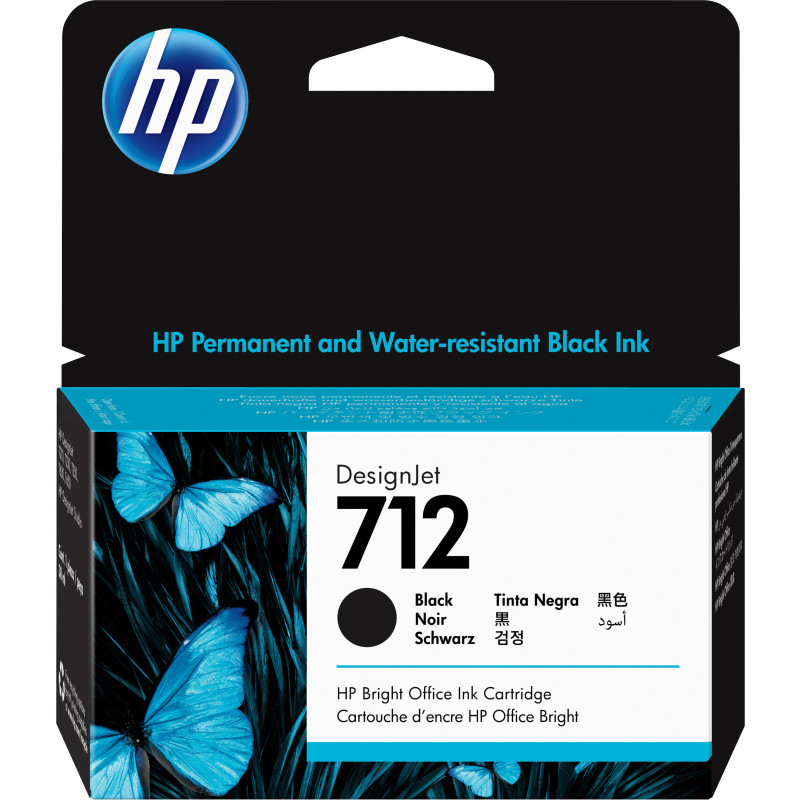 HP 712 Noir - Cartouche d'encre HP d'origine (3ED70A) Hp