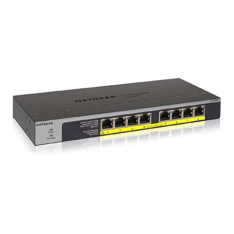 NETGEAR (GS108LP) Switch Ethernet PoE+ 8 Ports RJ45 Gigabit NETGEAR