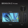 Téléviseur intelligent Sony BRAVIA 3 75 pouces 4K HDR (Google TV) avec Dolby Vision Atmos, modèle 2024 sony