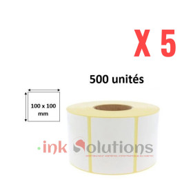 5 x  Rouleaux de 500 étiquettes thermiques 10 x 10 CM GENERIC