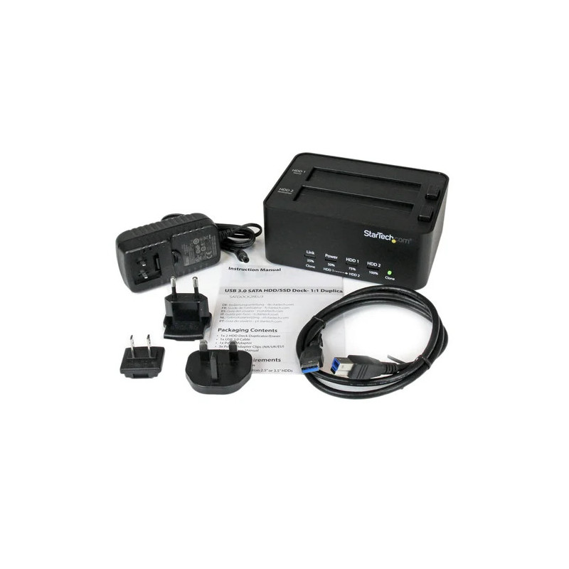 Duplicateur et Effaceur de Disque Dur à 2 baies, Cloneur/Copieur Autonome de HDD/SSD SATA (SATDOCK2REU3) 