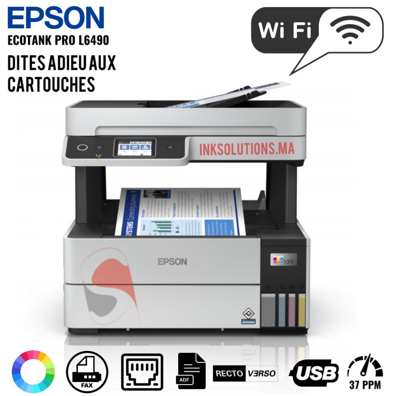 Imprimante Epson EcoTank L6490 multifonction à réservoirs rechargeable
