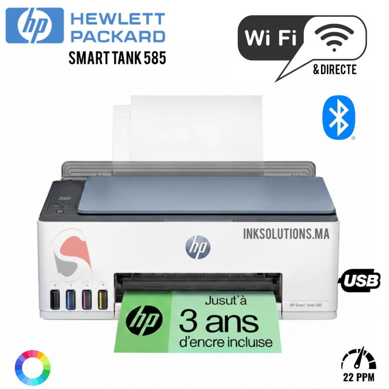Imprimante HP Smart Tank 585 multifonction à réservoirs rechargeables