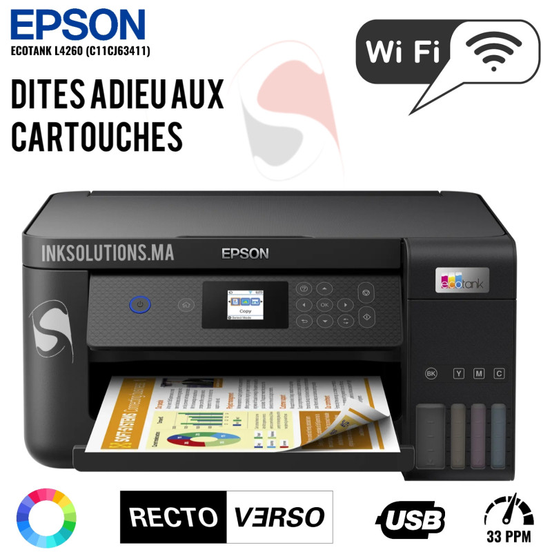 Imprimante multifonction Epson EcoTank L4260 à réservoirs rechargeables (C11CJ63411) EPSON