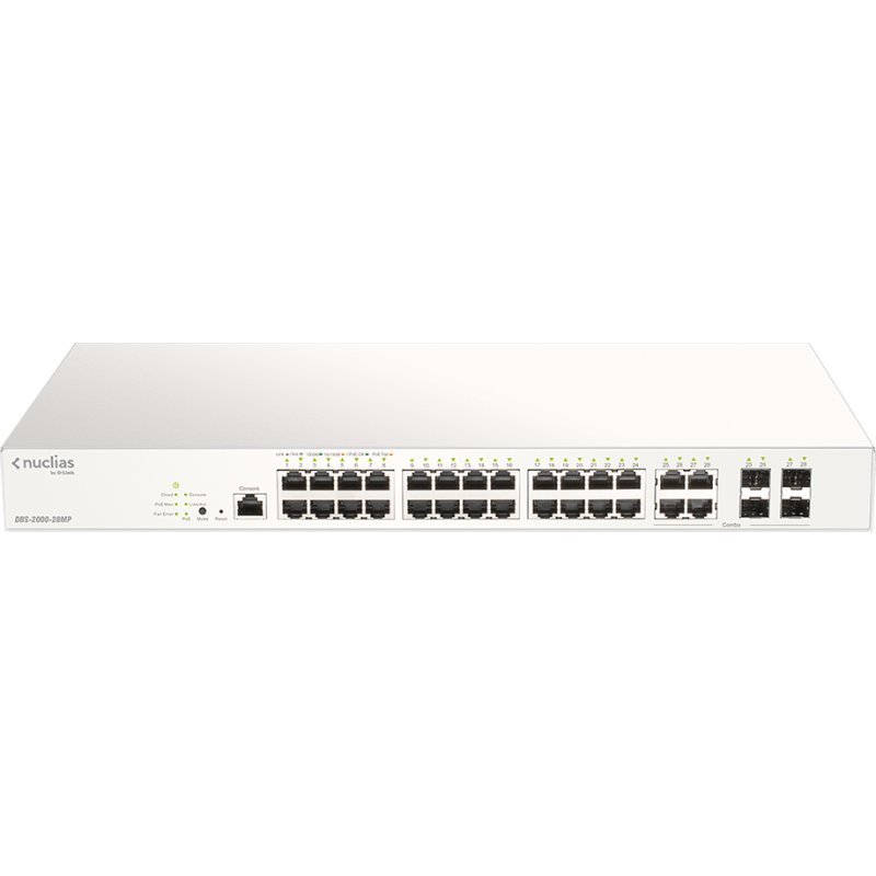 Switch Administrable D-LINK Nuclias Cloud 24 ports PoE + 4-Ports Combo GE/SF (DBS-2000-28MP) D-link