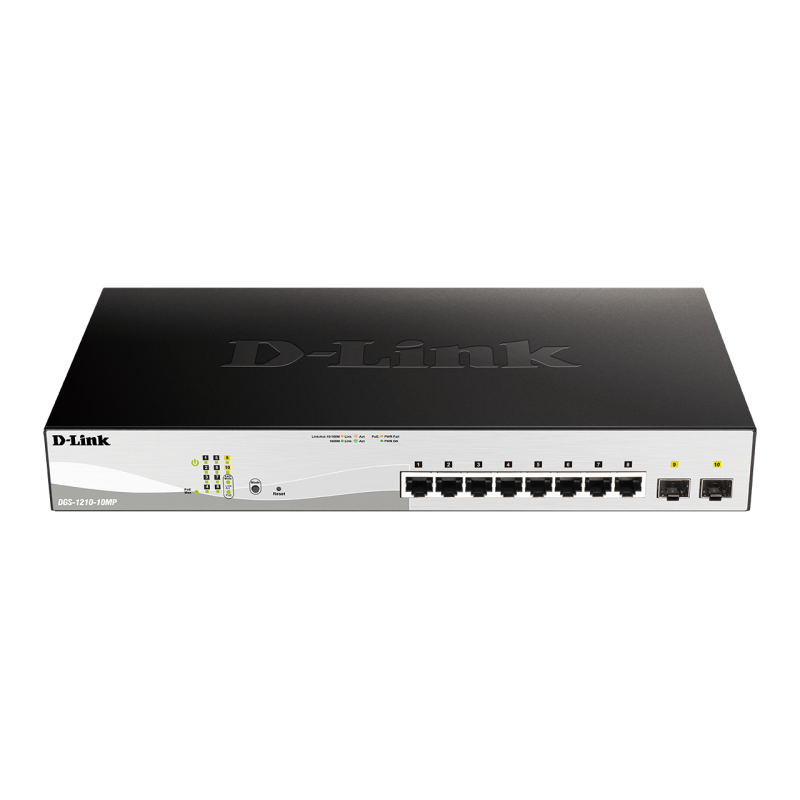 D-Link Smart switch 8 ports Gigabit 10/100/1000 Mbps + 2 ports Combo Gigabit/SFP (DGS-1210-10) D-link