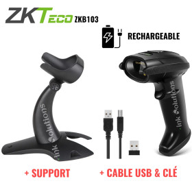 ZK TECO 103 Lecteur code à barres sans fil + câble + USB + Support (ZKB103) GENERIC