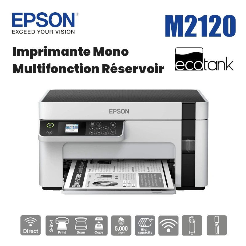 Imprimante multifonction monochrome Epson EcoTank M2120 à réservoirs r