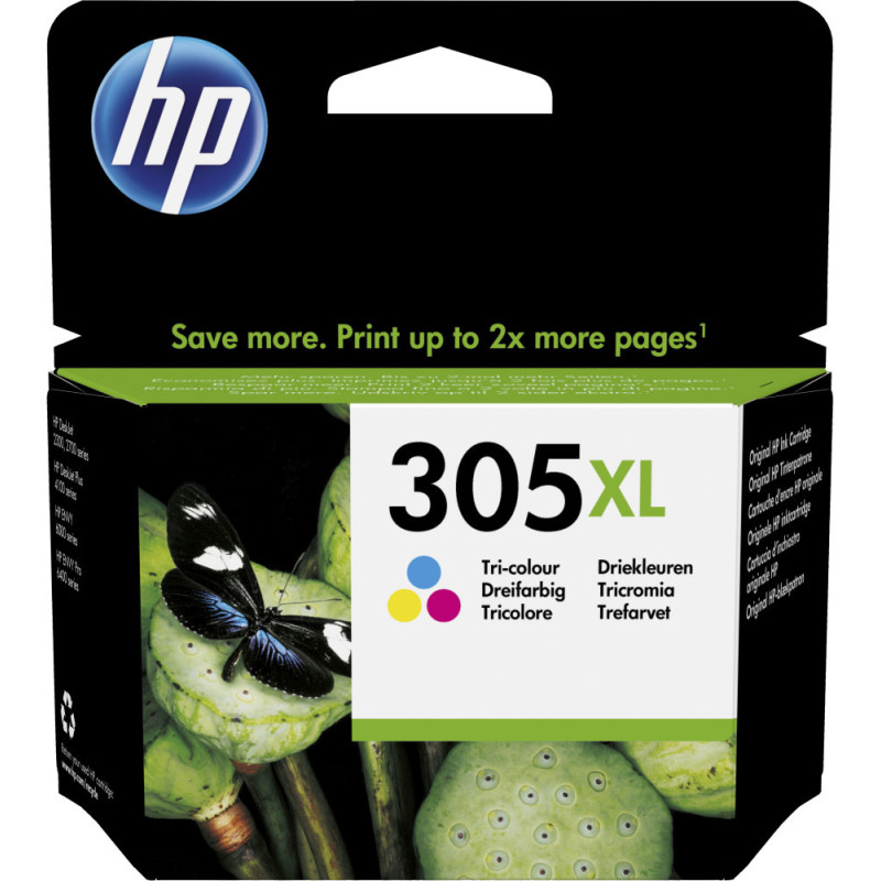 Cartouche d'encre HP 305XL trois couleurs double capacité d'origine (3YM63AE) Hp
