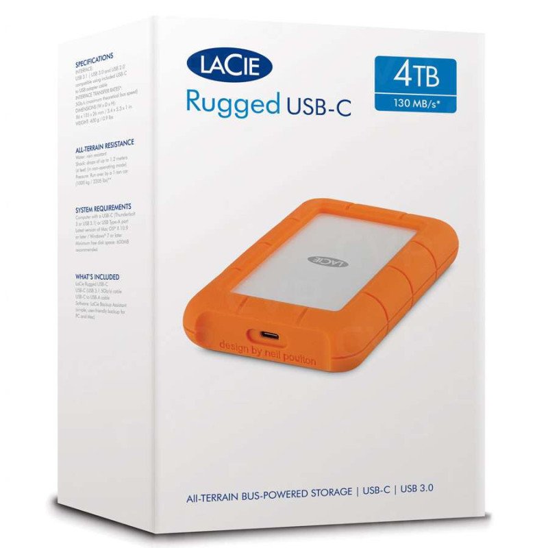 Disque dur portable USB-C Rugged 1 To de LaCie - Apple (BE)