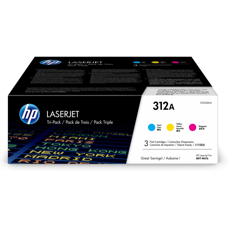 HP Cartouche 312A toner Cyan Tri-Pack Cartouche (CF440AM) Hp