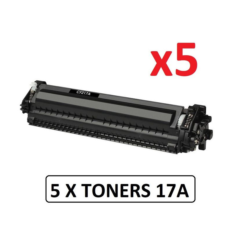5 x Toner 17A / CF217A Compatible - NOIR Hp