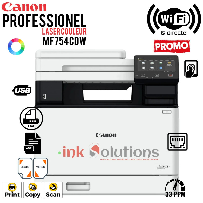 Imprimante Multifonction Laser Couleur Canon i-SENSYS MF754Cdw (5455C009AA) Canon